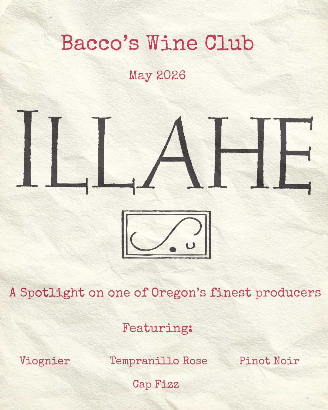 Bacco’s Wine Club May 2026