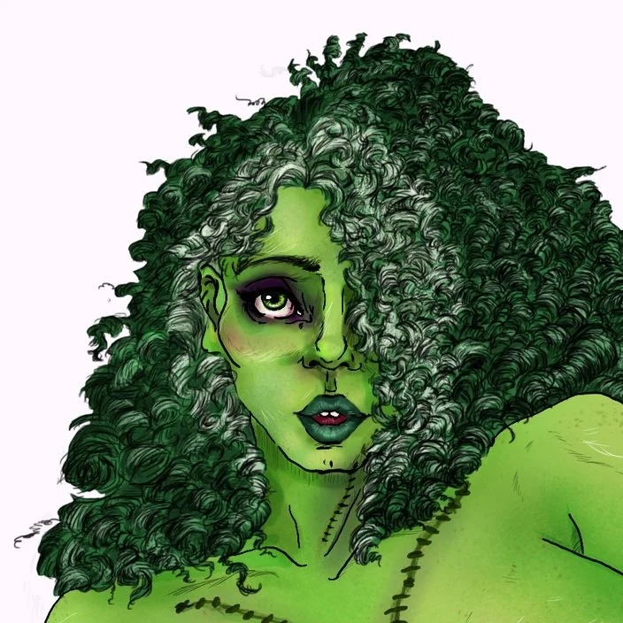 Horror Swimsuit Babe Illustration - Bride of Frankenstein - Sexy