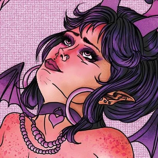 Horror Swimsuit Babe Illustration - Glowing Succubus - Undressed