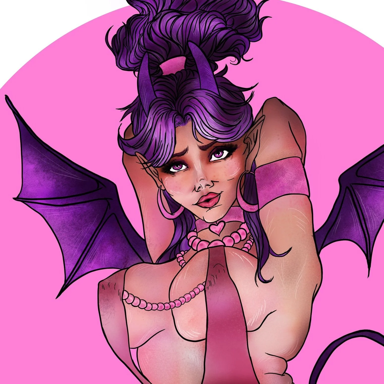 Horror Swimsuit Babe Illustration - Glowing Succubus