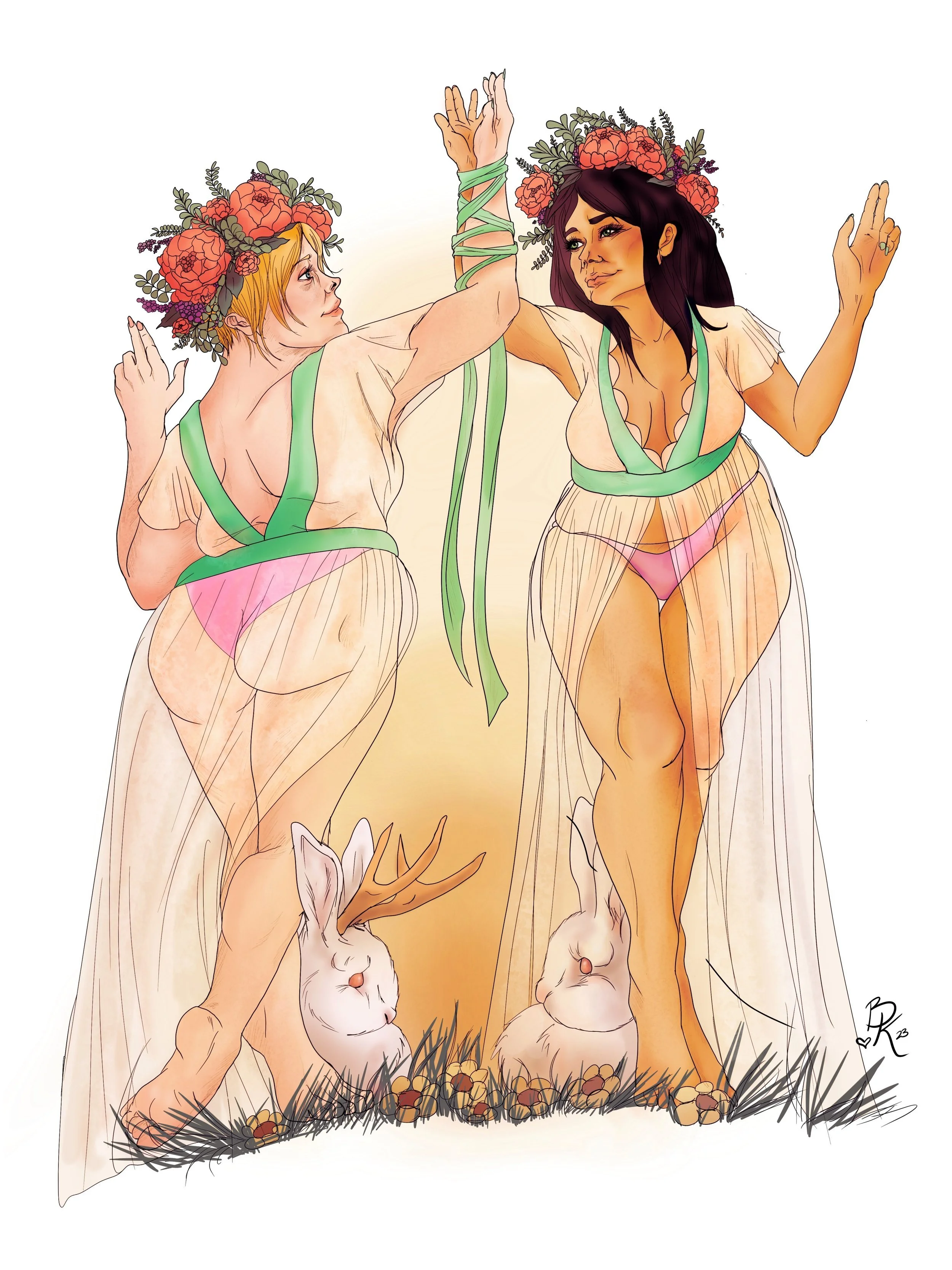 Horror Swimsuit Babe Illustrations - Spring Witches