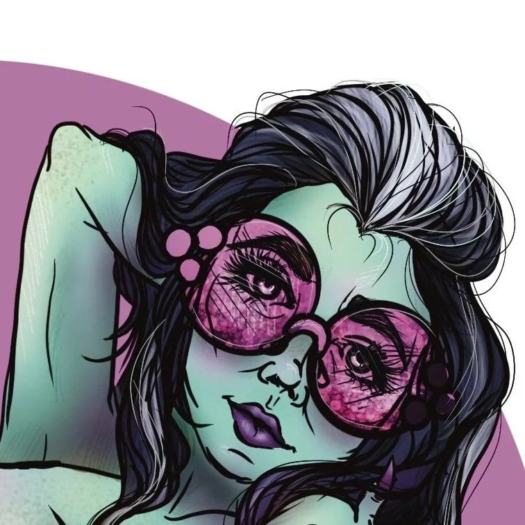 Horror Swimsuit Babe Illustration - Lily Munster (The Munsters) - Undressed