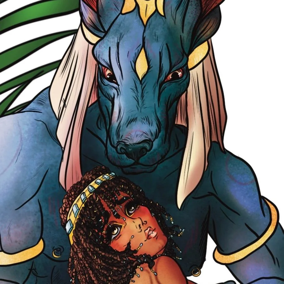 Horror Swimsuit Babe Illustration - Mummy Princess with Anubis - Undressed