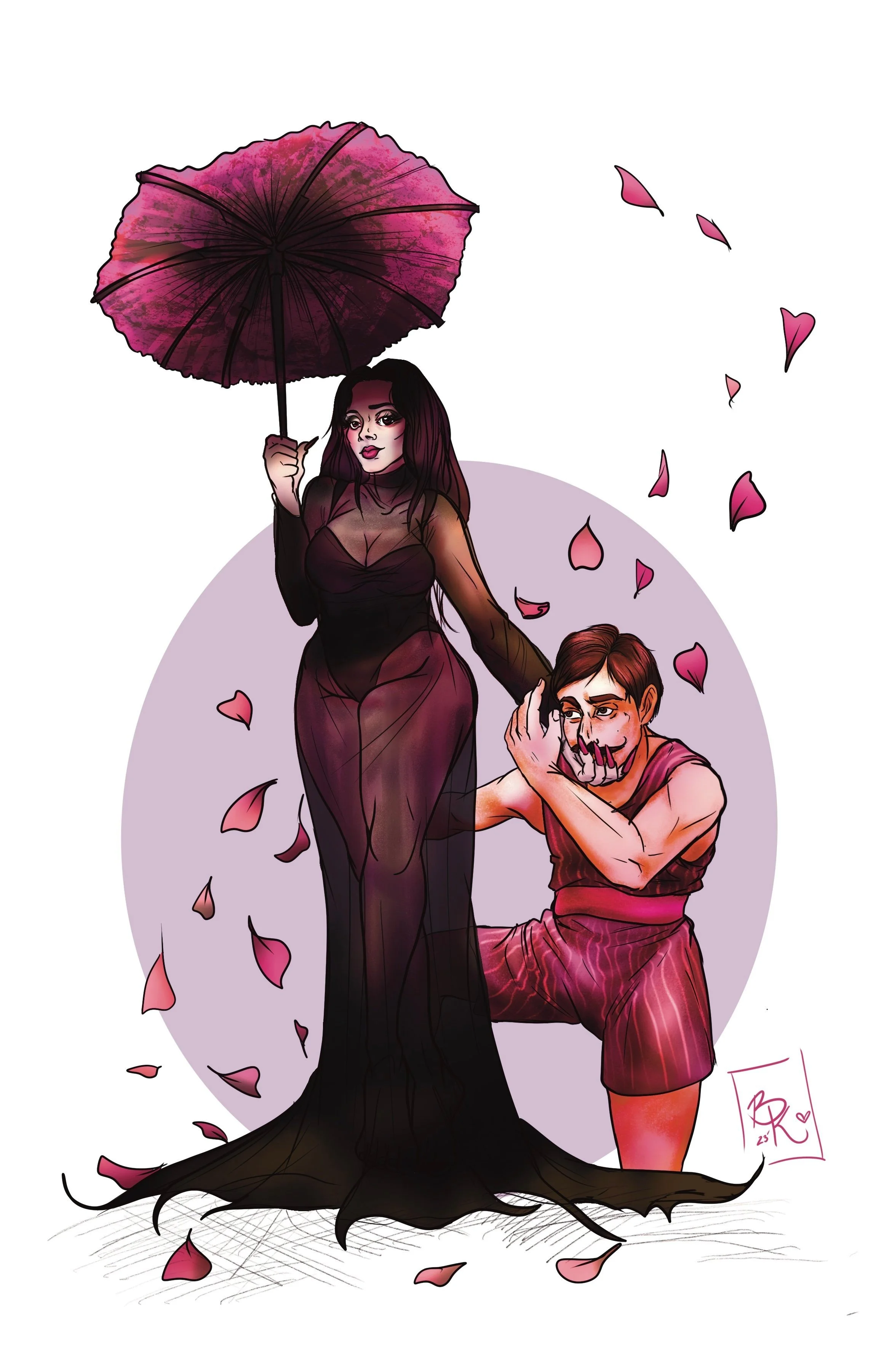 Horror Swimsuit Babe Illustration - Morticia  & Gomez (The Addams Family)