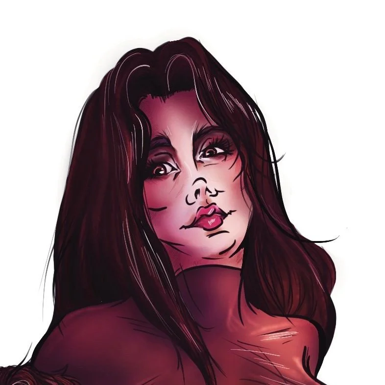 Horror Swimsuit Babe Illustration - Morticia  & Gomez (The Addams Family) Undressed