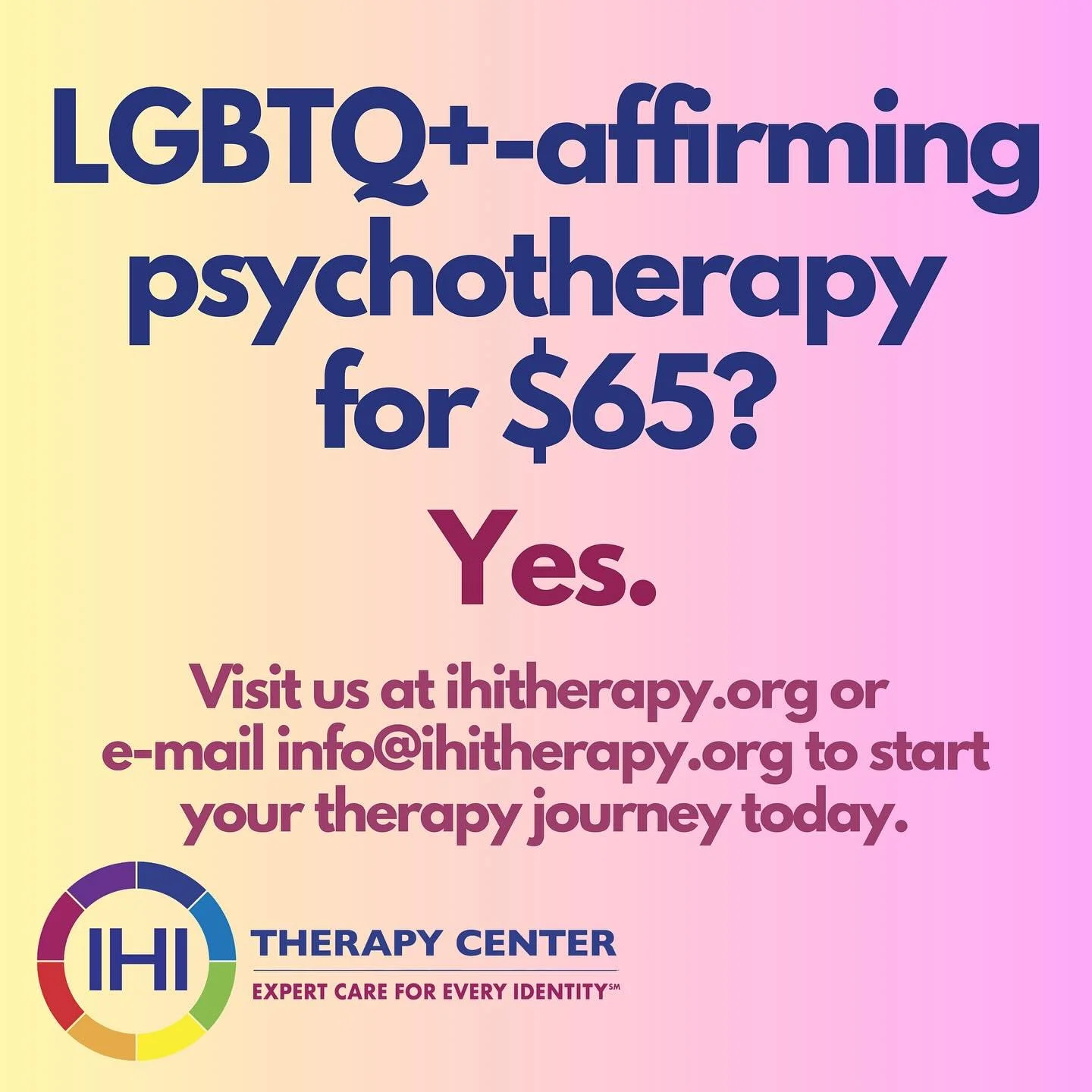 IHI Therapy Center provides expert, affirming care for people of all sexual orientations and gender identities. With over five decades of experience in serving LGBTQ+ communities, IHI is New York&rsquo;s gold standard of queer- and trans-affirming me