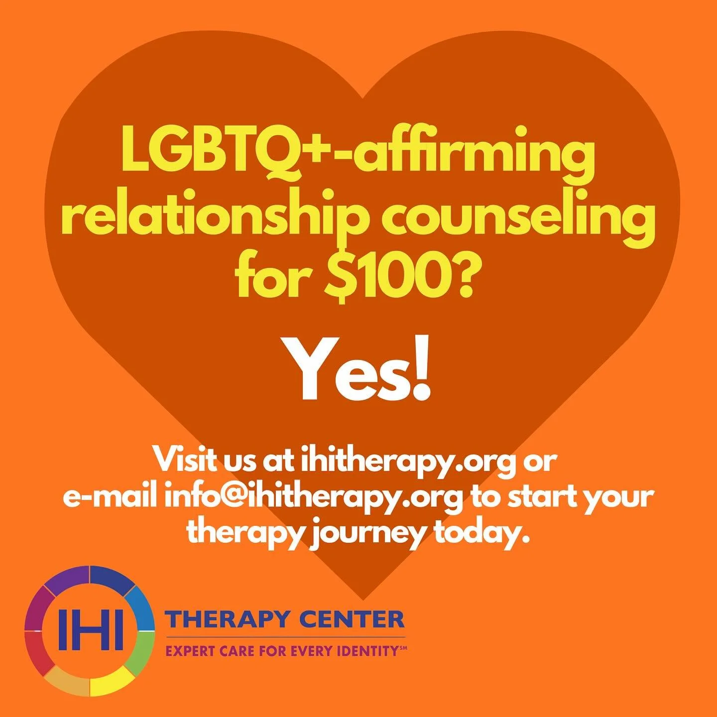 IHI Therapy Center provides expert, affirming care for people of all sexual orientations and gender identities, as well as those in non-traditional relationship styles such as consensual non-monogamy and polyamory. 

With over five decades of experie