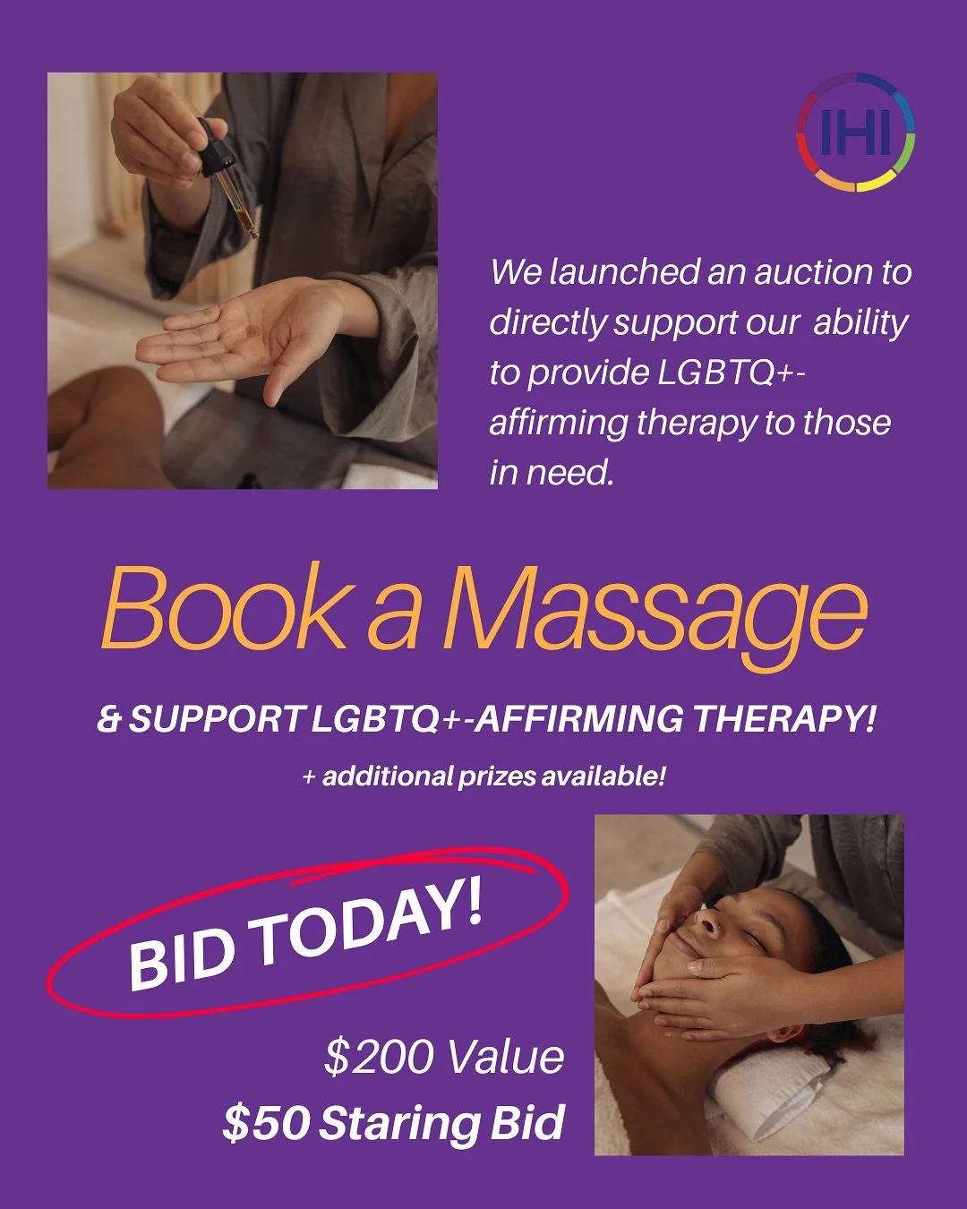 You deserve to ease your mind, body, and spirit. 💆🏾&zwj;♀️

Bid on a one hour massage therapy session from Taylor Hatcher in our Friendraiser auction, and give yourself (or someone you love) the gift of deep relaxation and renewal.

This auction it