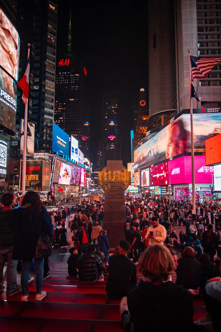 Times Square LED billboards at night