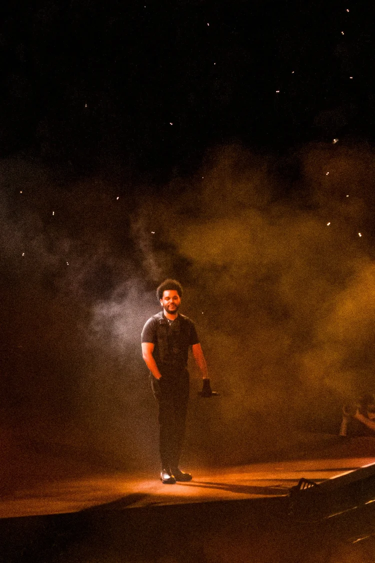 Performer surrounded by fog