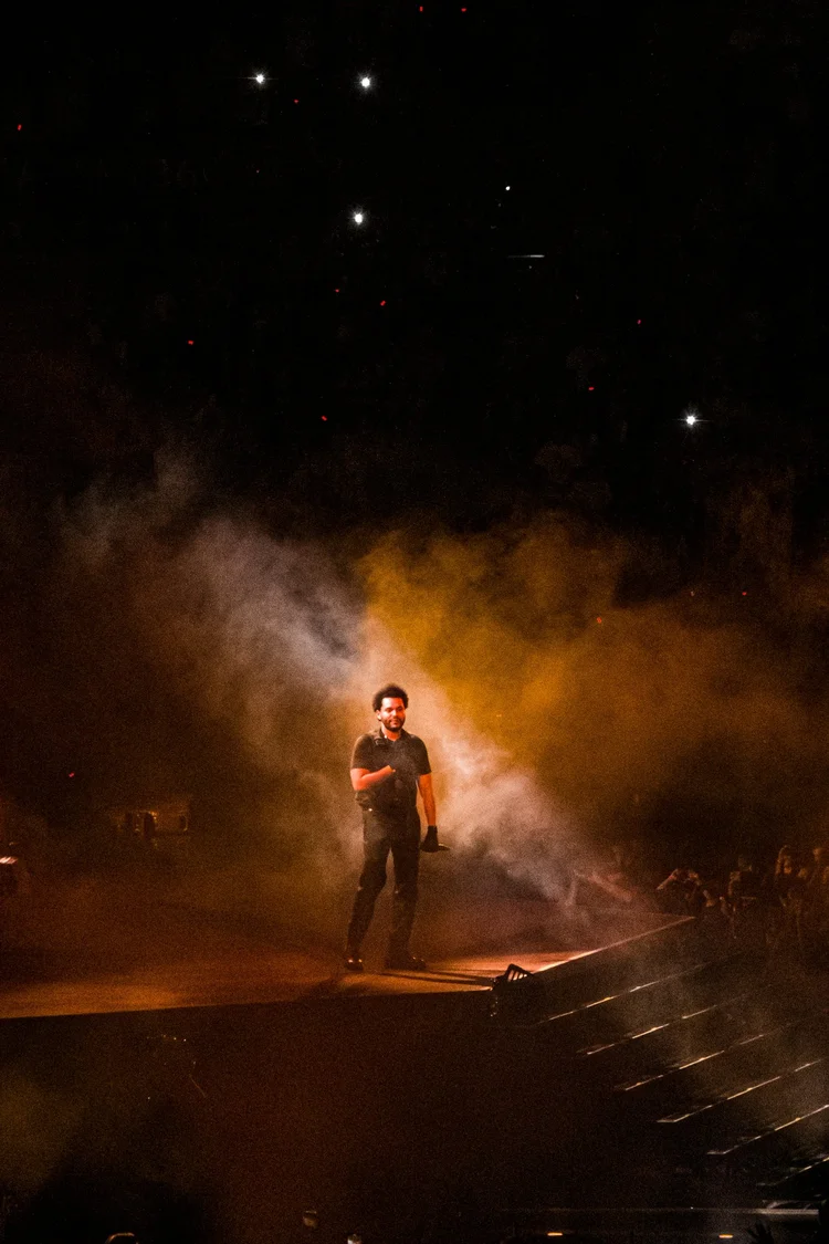 Musician performing with smoke effects