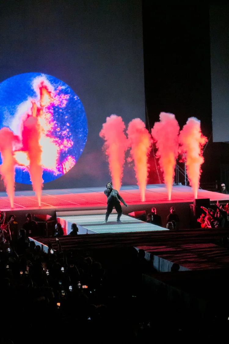 Performer with red smoke