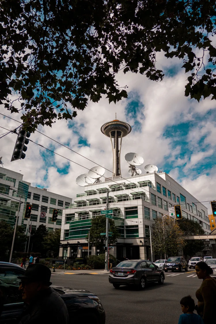 Seattle street with the Space Needle