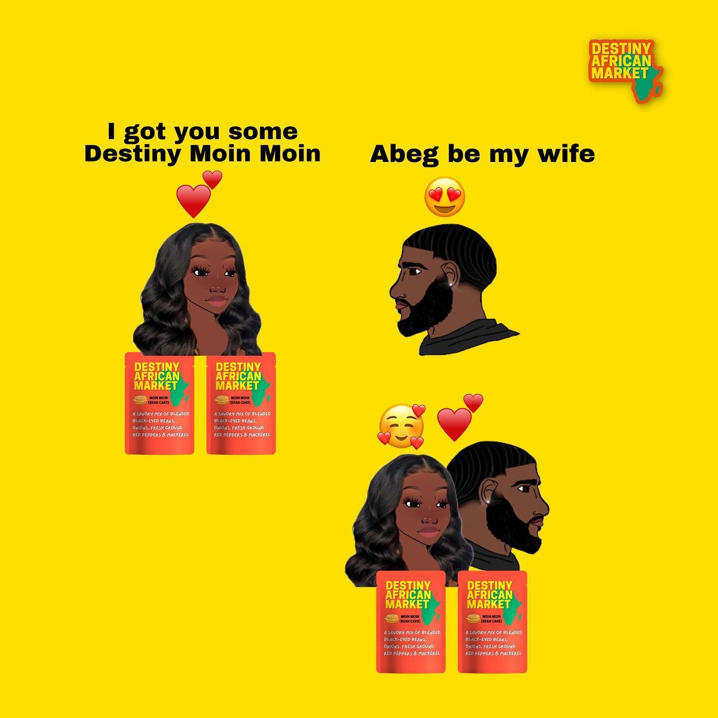 ASSIGNMENT UNDERSTOOD 😂❤️
⠀
Grab your Destiny Moin Moin and Moin Moin (Pouch) Pack of 100 from 📍502 South Main Street in Randolph, MA
⠀
#DAMGood #DAMDelicous #MoinMoin #MoiMoi #AfricanFood #Nigeria #Ghana #Senegal