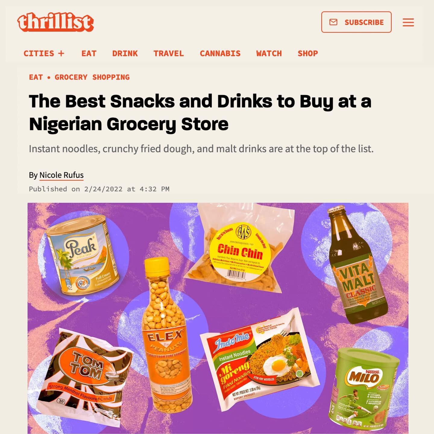 We were just mentioned on @thrillist❤️&zwj;🔥 🙌🏾🙌🏾 So grateful!
⠀
We're always working hard to create accessibility to the food and snacks that you LOVE from home &ndash; whether it's from Africa or the Caribbean, we got you 🤞🏾
⠀
Thanks to ever