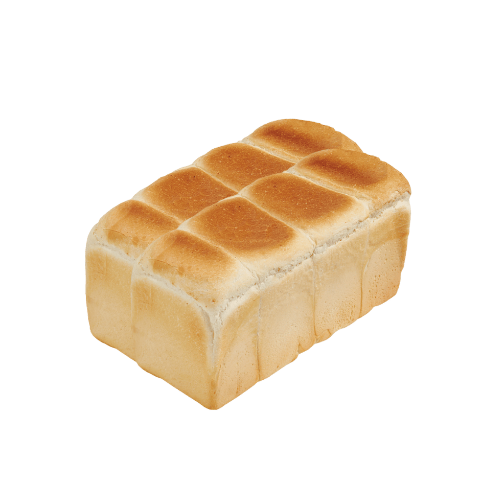 A loaf of sliced white bread with toasted, golden-brown top slices.