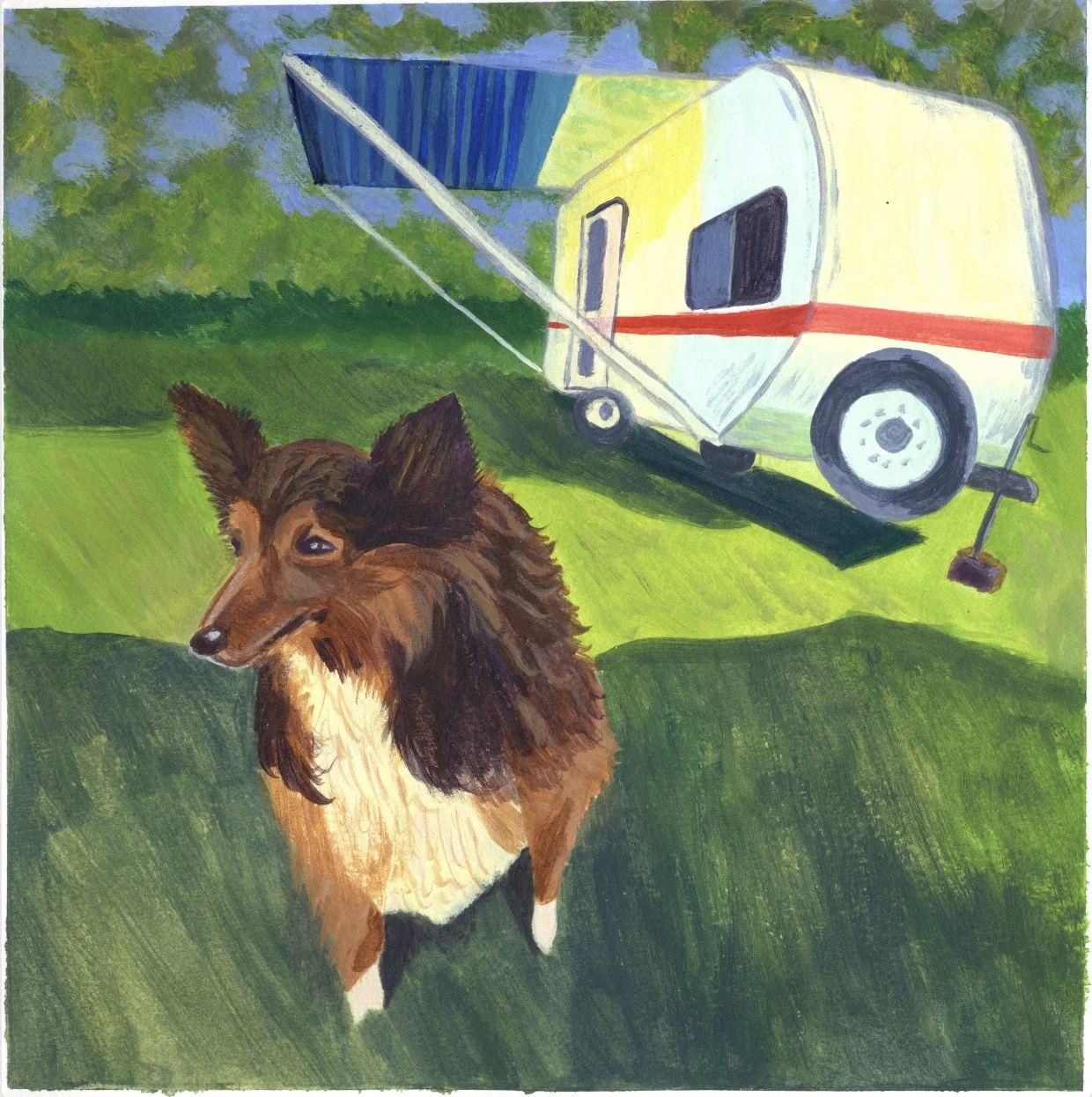 Project Manager, Acrylic on Paper, 8" x 8"