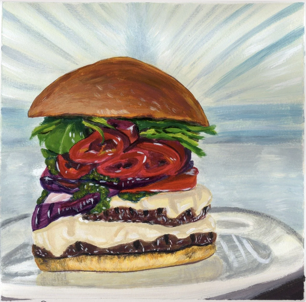 Stacked, Acrylic on Paper, 8" x 8"