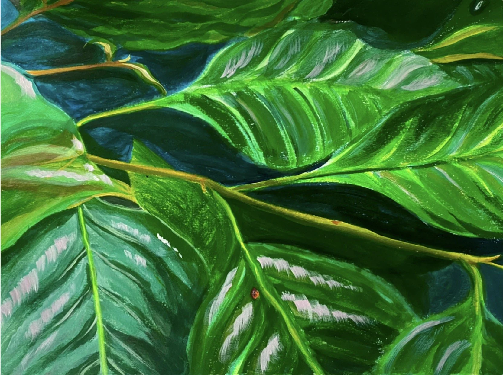 Green And Blue, Acrylic on Paper, 8" x 8"