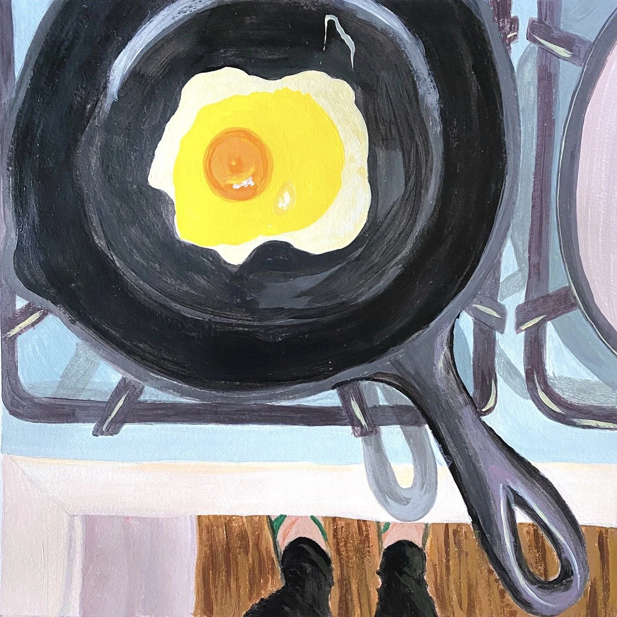 A Good Morning, Acrylic on Paper, 8" x 8"