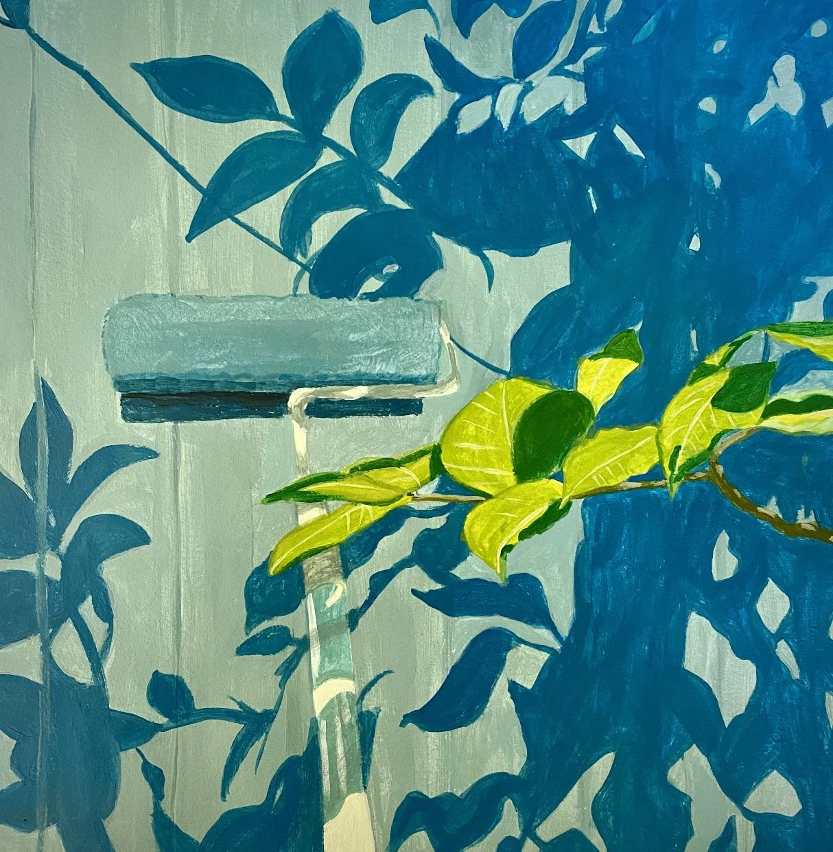 Weekend Project, Acrylic on Paper, 8" x 8"