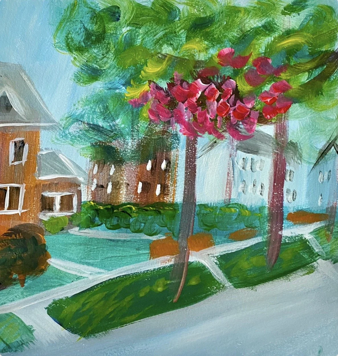 Streak, Acrylic on Paper, 8" x 8"