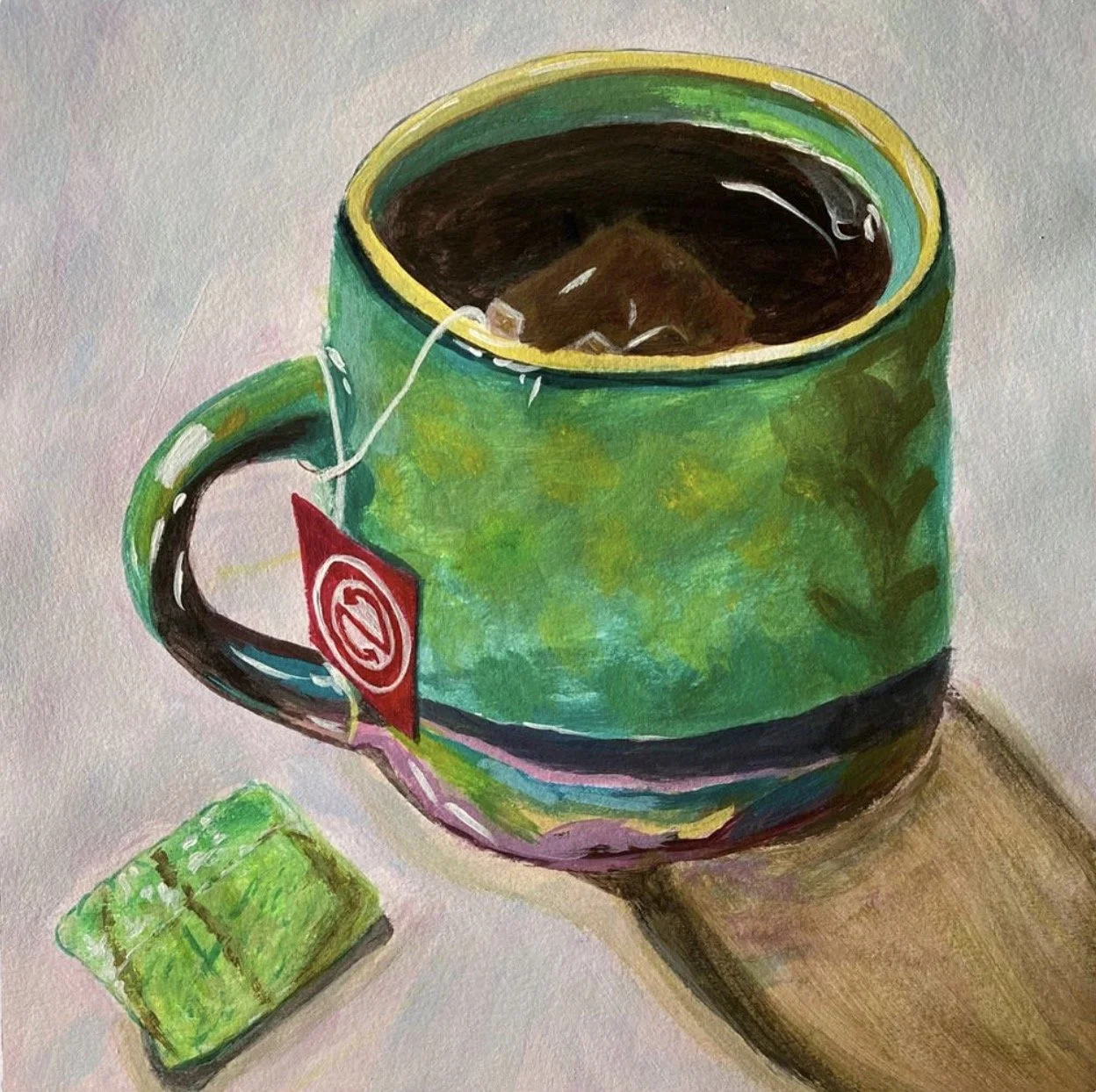 Calm Yourself, Acrylic on Paper, 8" x 8"