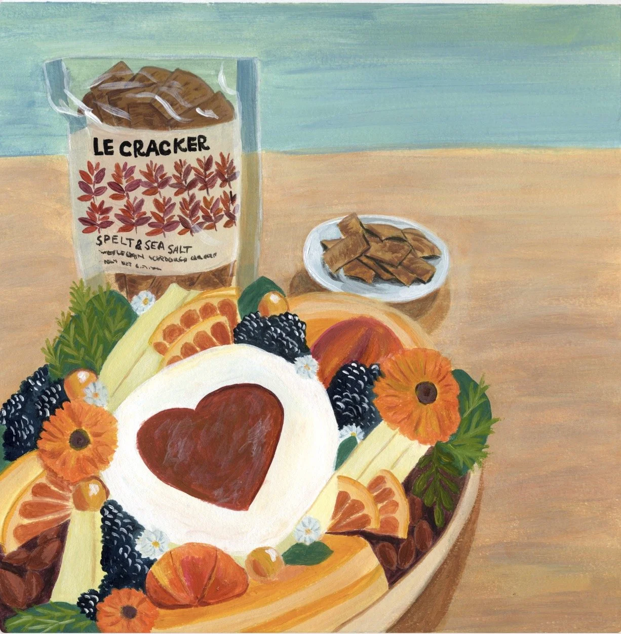Le Cracker, Acrylic on Paper, 8" x 8"