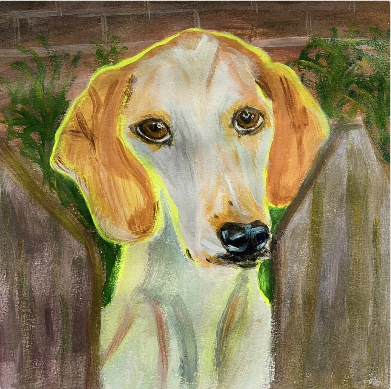 Neighborly Love, Acrylic on Paper, 8" x 8"