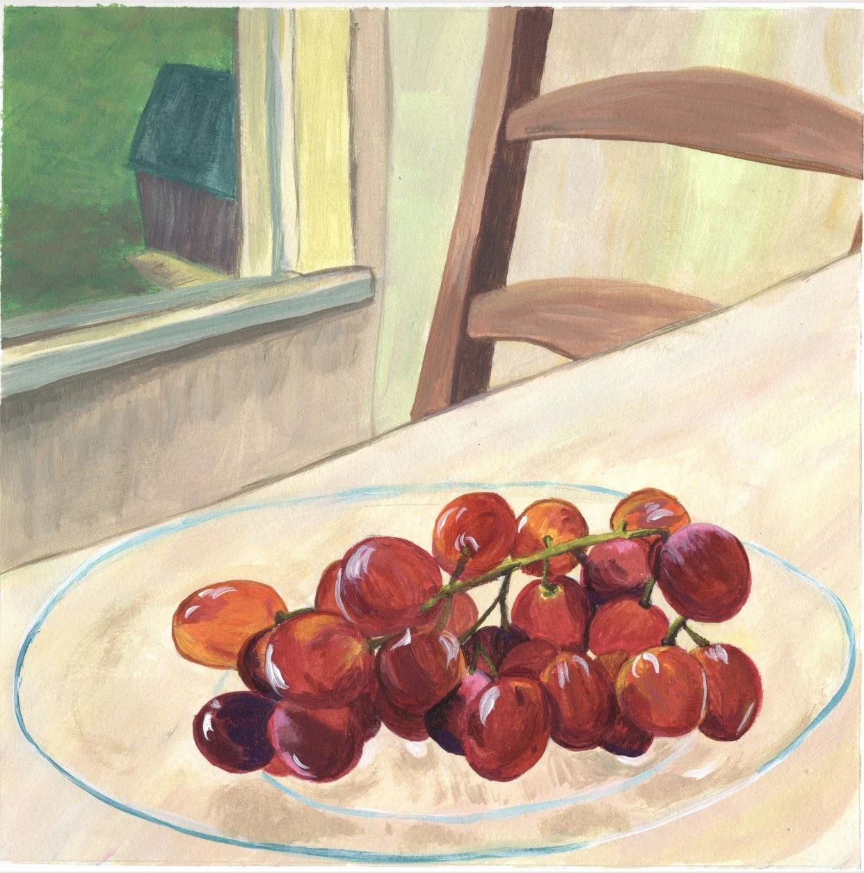 Grapes For Dinner, Acrylic on Paper, 8" x 8"