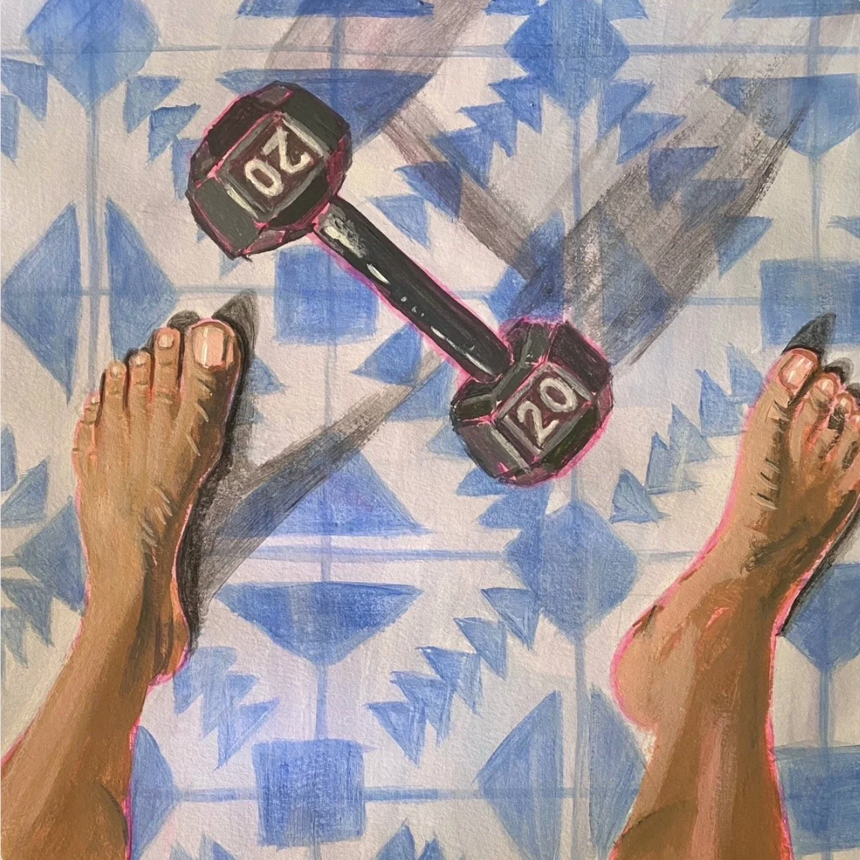 New Normal, Acrylic on Paper, 8" x 8"