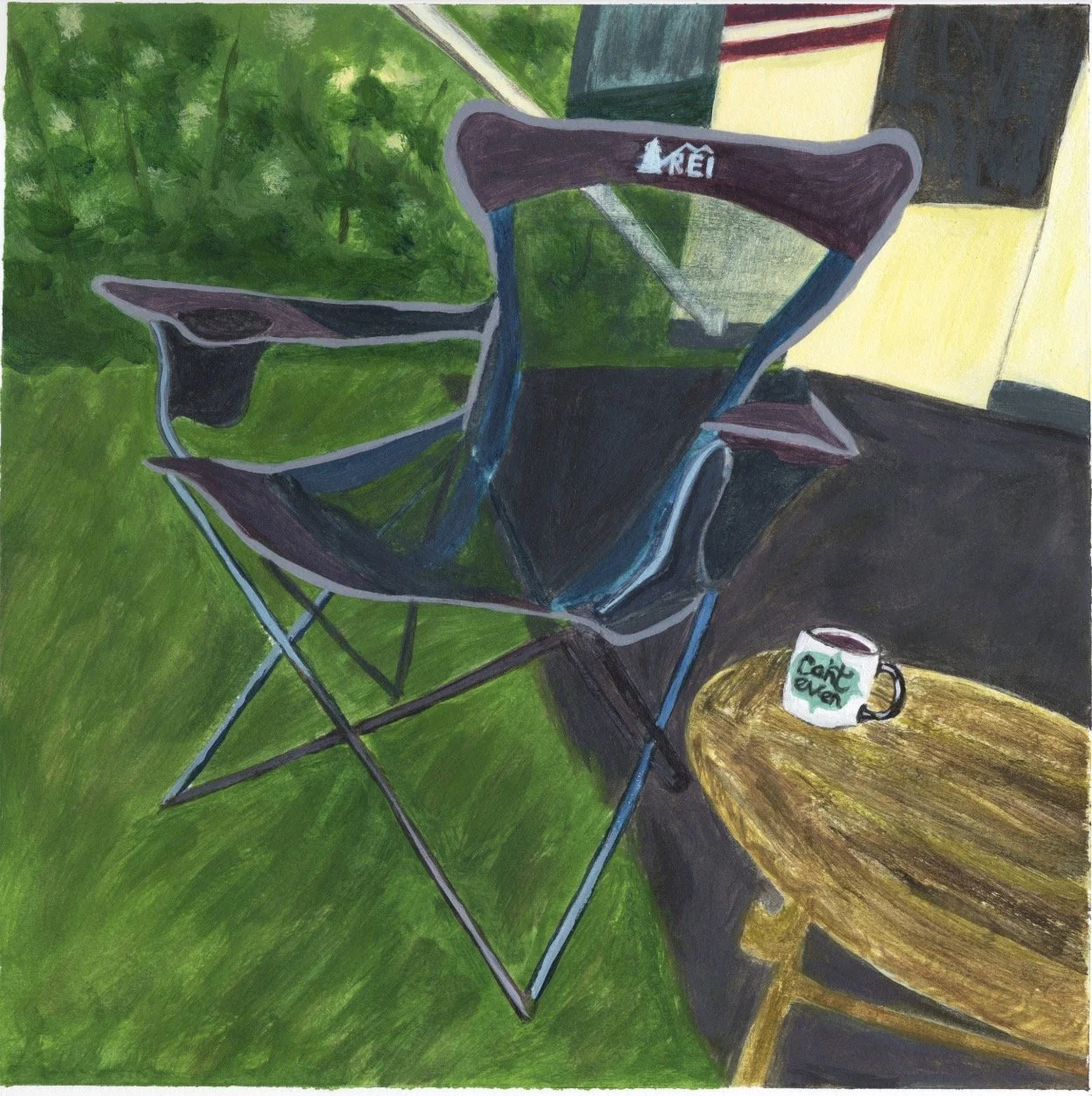 Can't Even, Acrylic on Paper, 8" x 8"