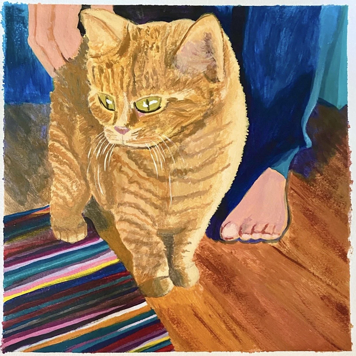  Foster Cat, Acrylic on Paper, 8" x 8"
