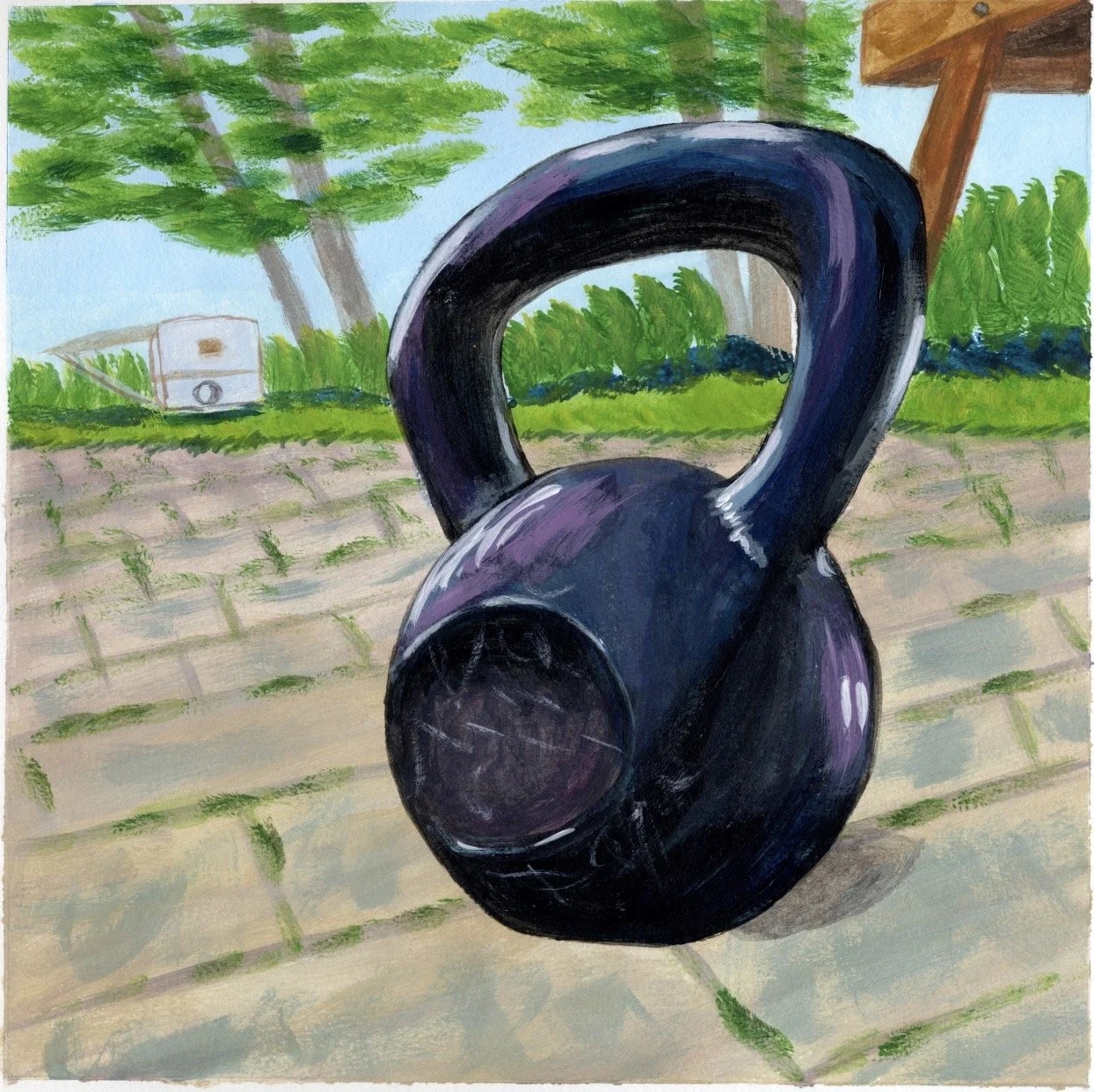 Not Today Atrophy, Acrylic on Paper, 8" x 8"