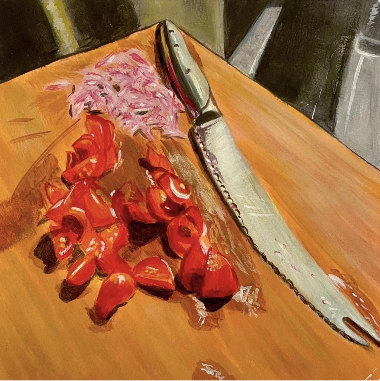 I Like You Now, Acrylic on Paper, 8" x 8"