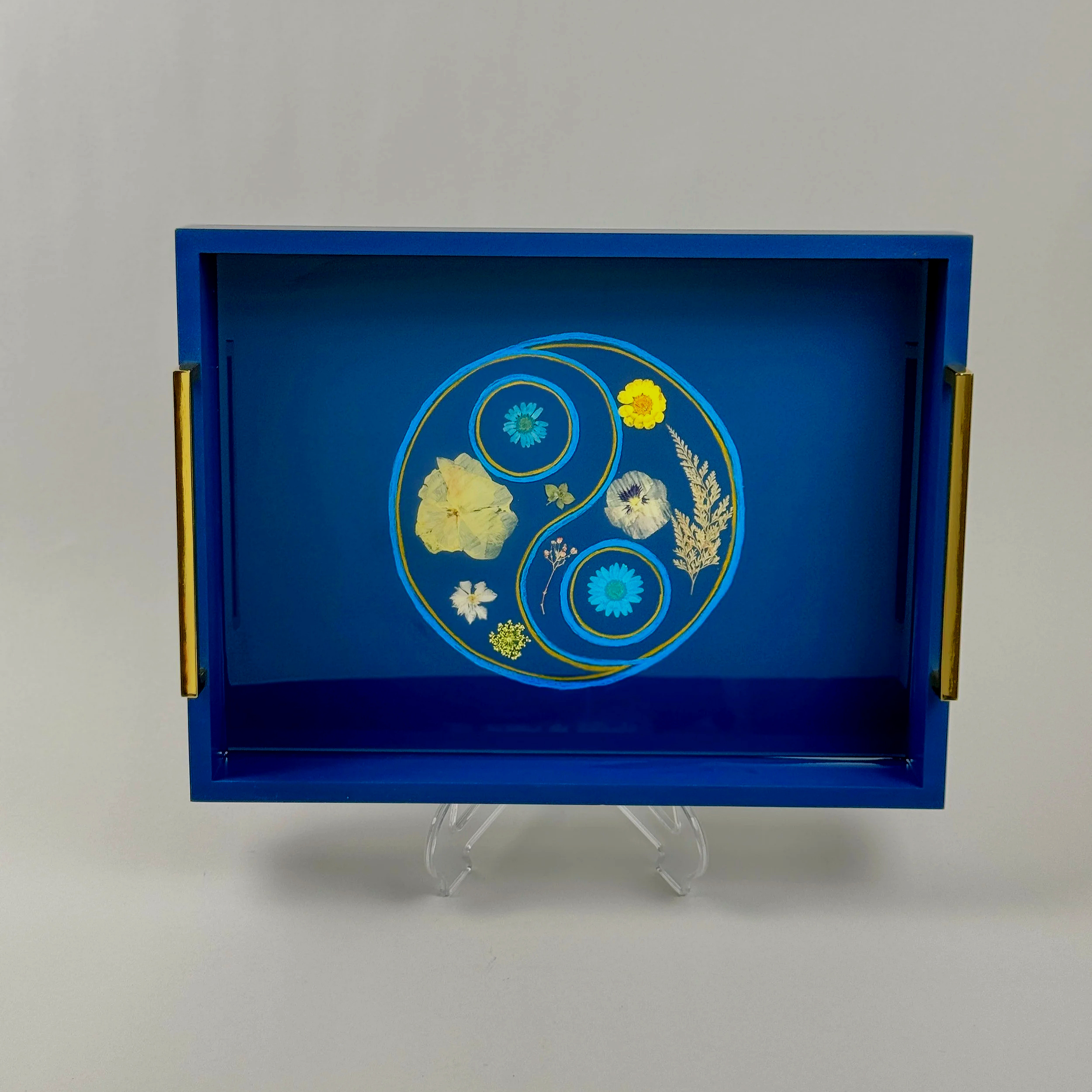 Wood and Resin Serving Tray - Yin Yang