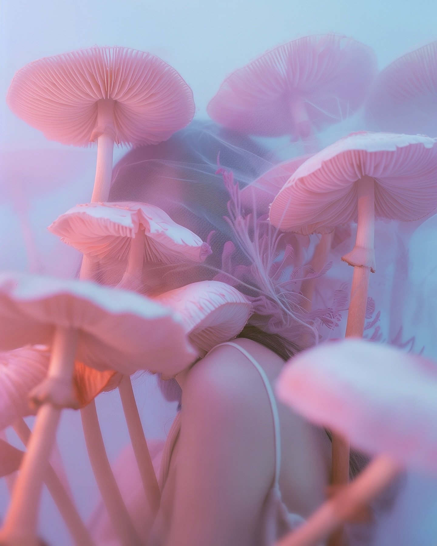 Hiding (escaping).
.
.
Created for FACELESS by @blursed_montage 

#dreamcore #mushrooms #landofblursed