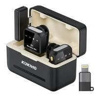 Kukiho wireless lavalier mics for iphone, perfect for TikTok Creators, and recording crisp videos for social media. Includes noise reduction features, magnetic and clip on. The perfect mic for content creators
