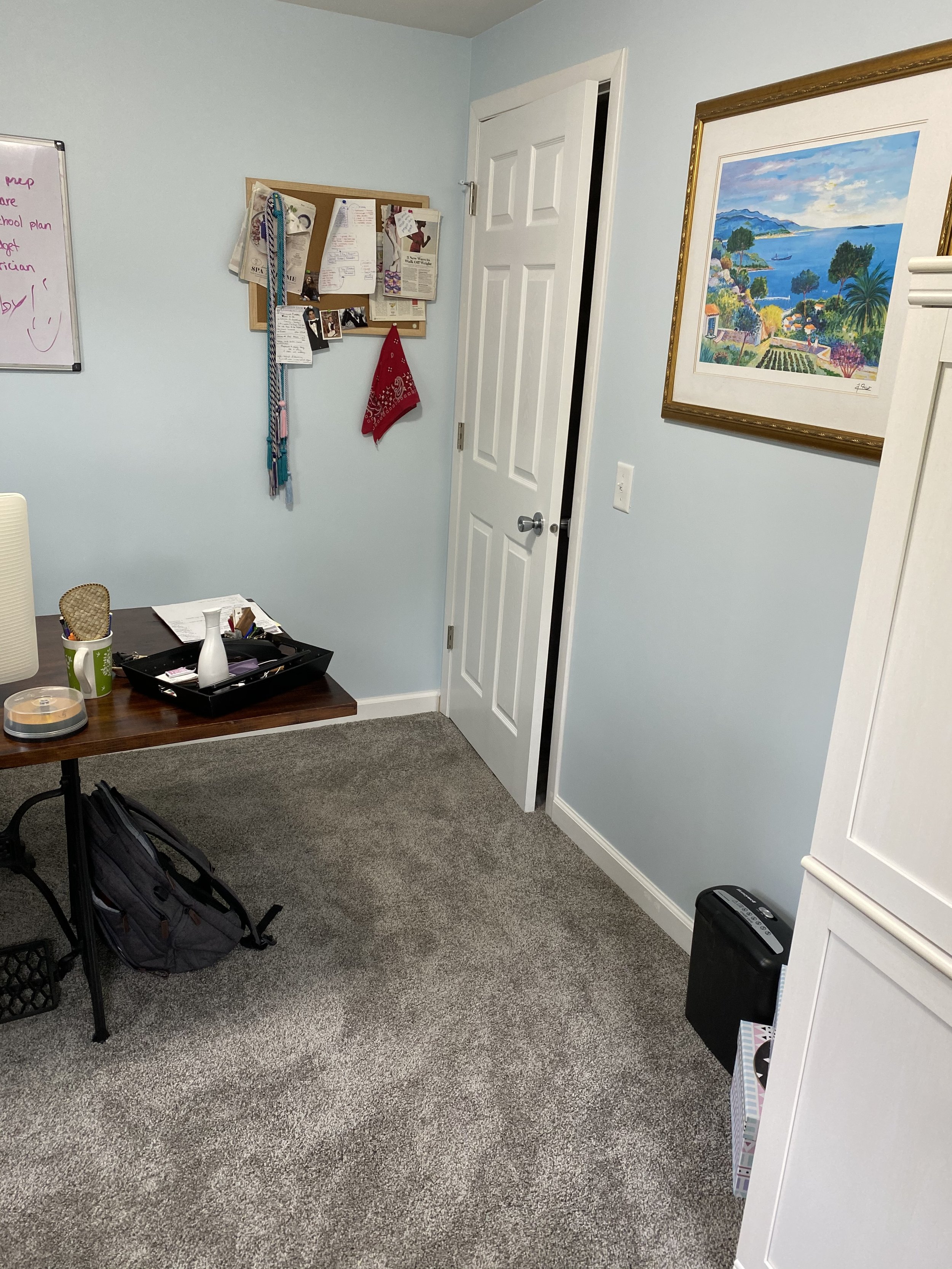 After: Office (previously part of the family room) _ Knight House. New framing, flooring, paint, trim. 