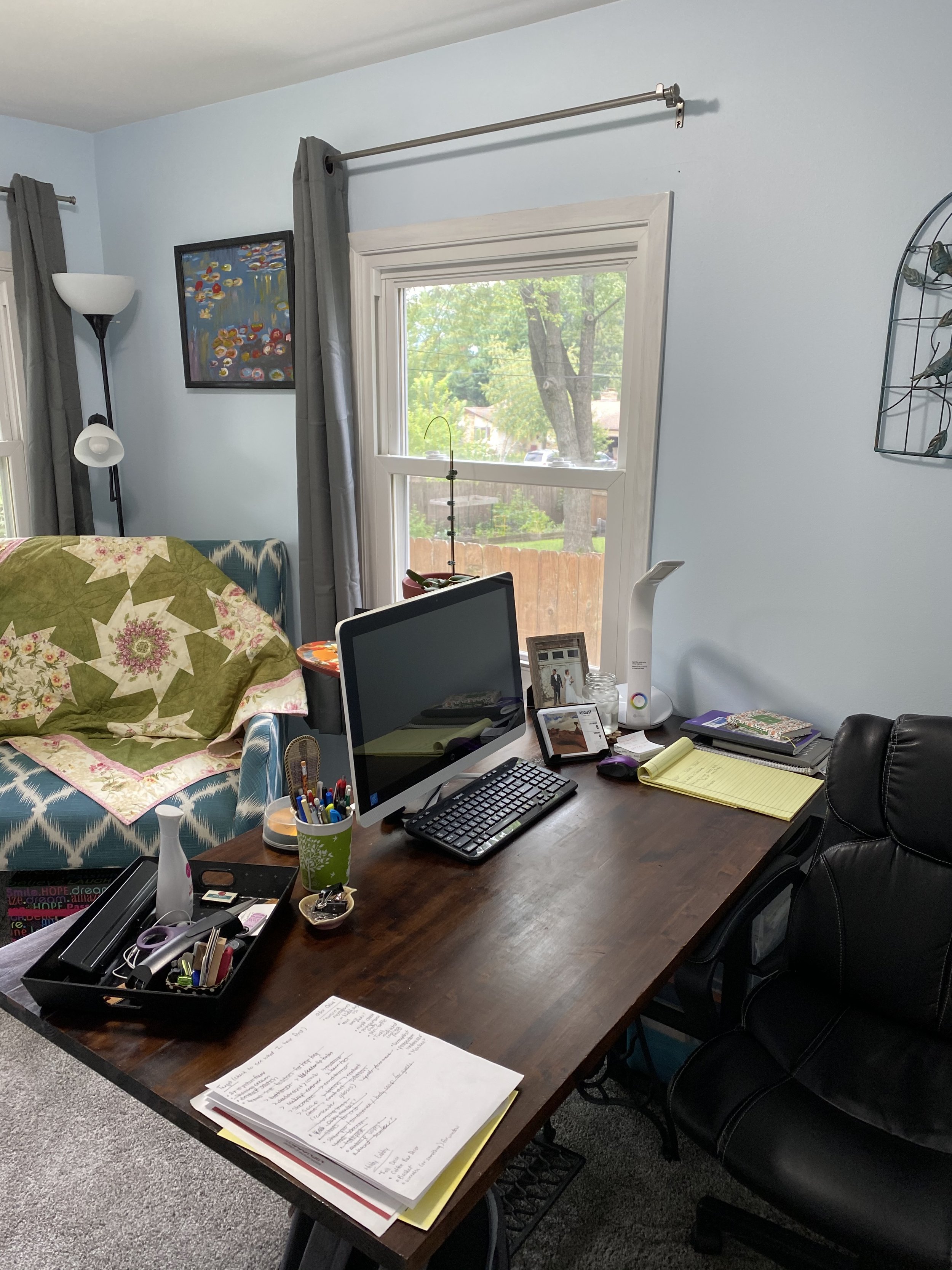 After: Office (previously part of the family room) _ Knight House. New framing, flooring, paint, trim. 