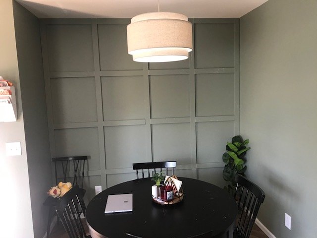 Accent Wall Trim Installation and Light Fixture