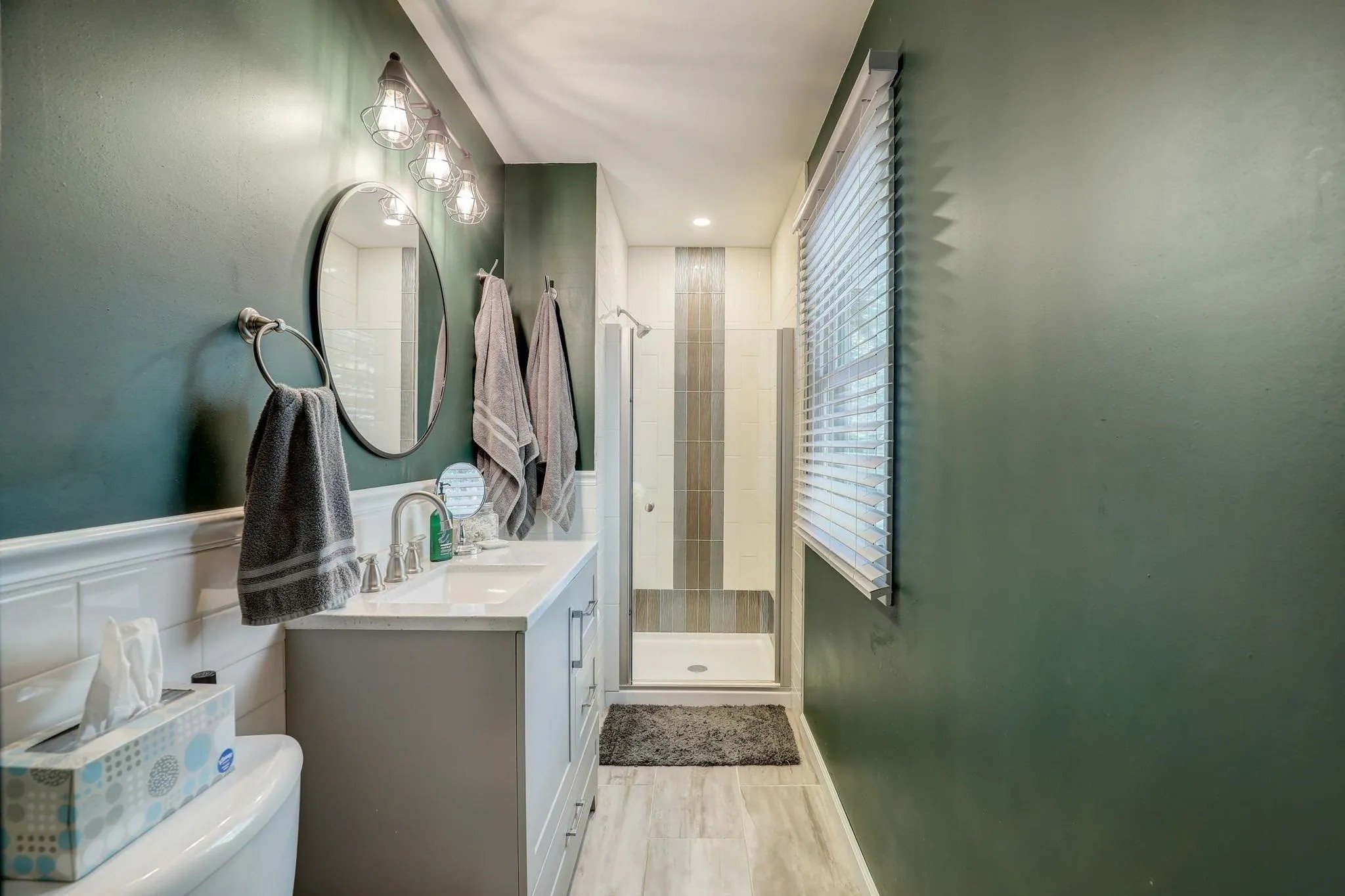 After: Master Bath_ Knight House. Originally part of the pink bathroom. We made the pink bathroom smaller in order to create a Master bath.
