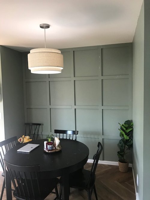 Accent Wall Trim Installation and Light Fixture