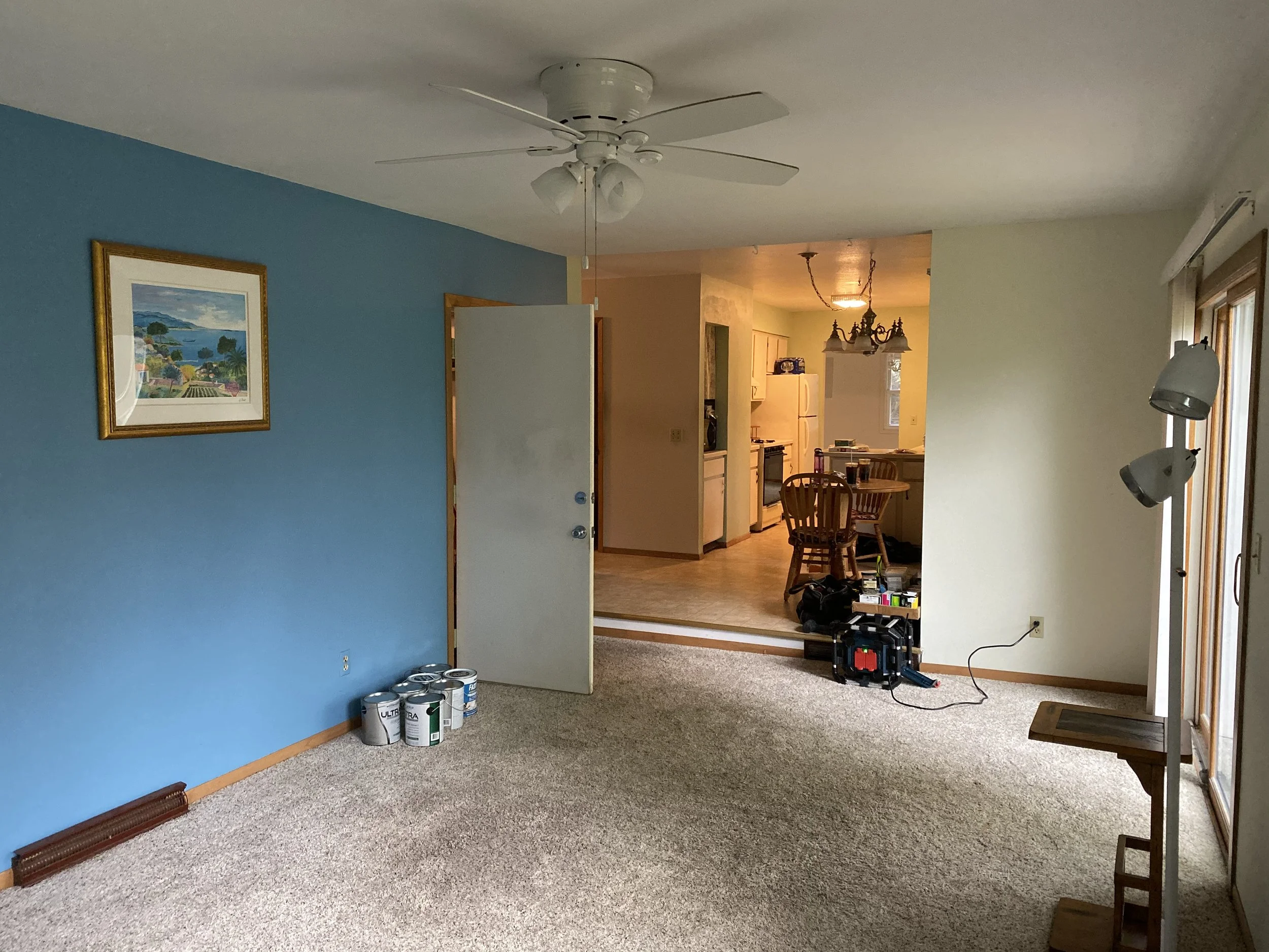 Before: Family Room Remodel; Transforming into entry, office and laundry room_ Knight House.