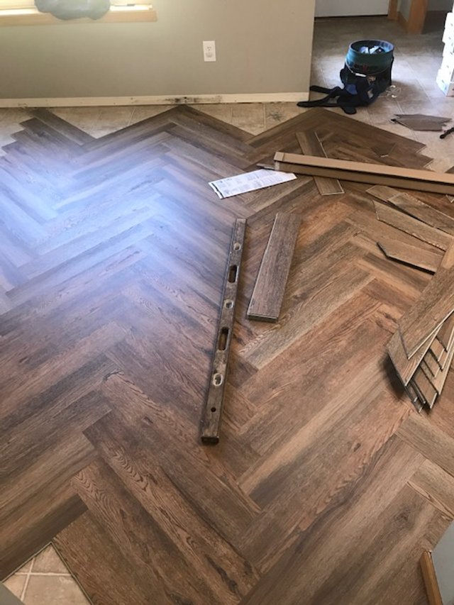 Herringbone Floor Installation 