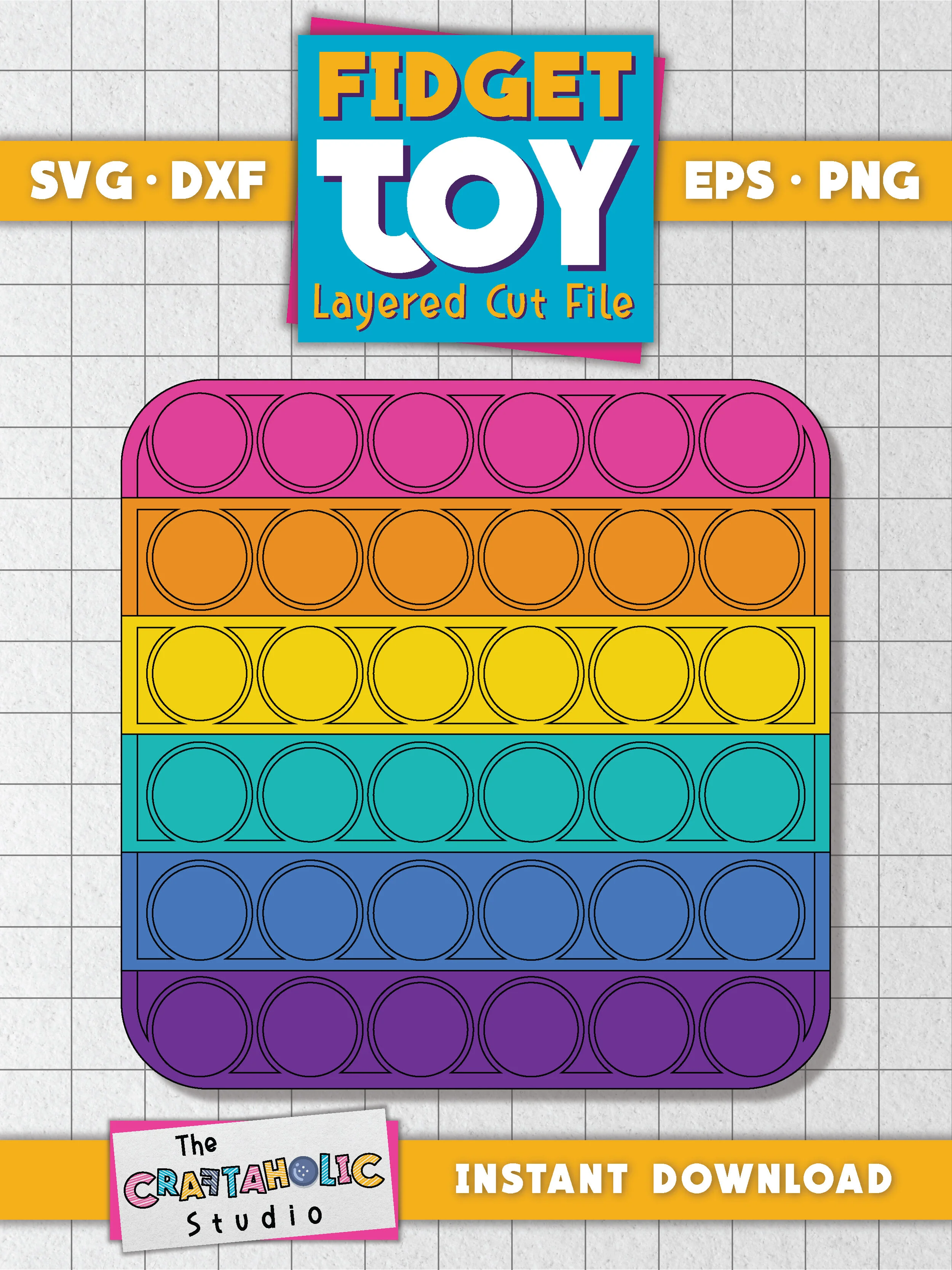 Fidget Toy/Pop It Cut File in SVG, DXF 