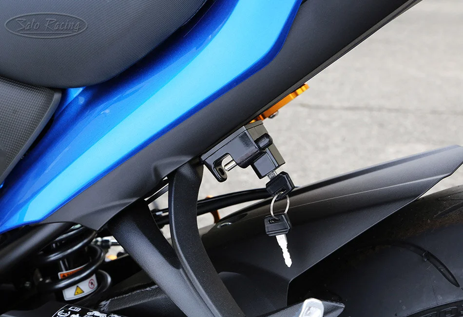 GUAIMI Motorcycle Helmet Lock For Suzuki GSX-R1000 (2017+), Black Aluminum & Steel Anti-Theft Lock With 2 Keys