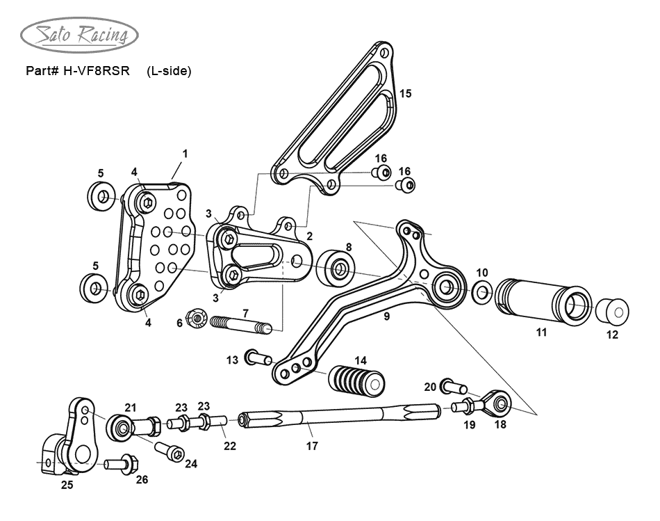 SATO RACING Reverse Shift Rear Sets - Honda VFR800 / Interceptor
