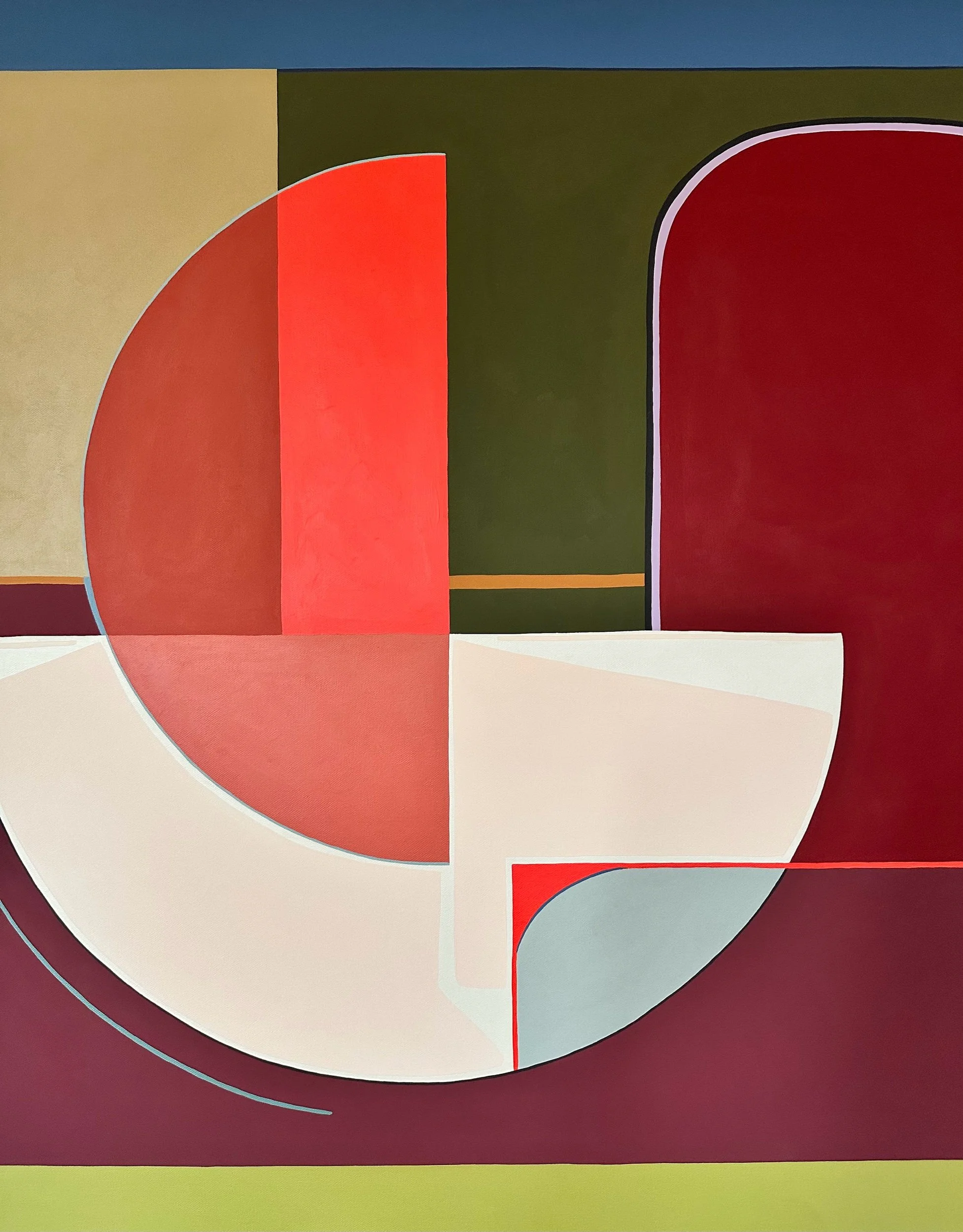 Bad Apple by Gina Ward Art is a modern abstract still life apple painting using geometric composition and cubist influences to explore what lies beneath outward appearances.