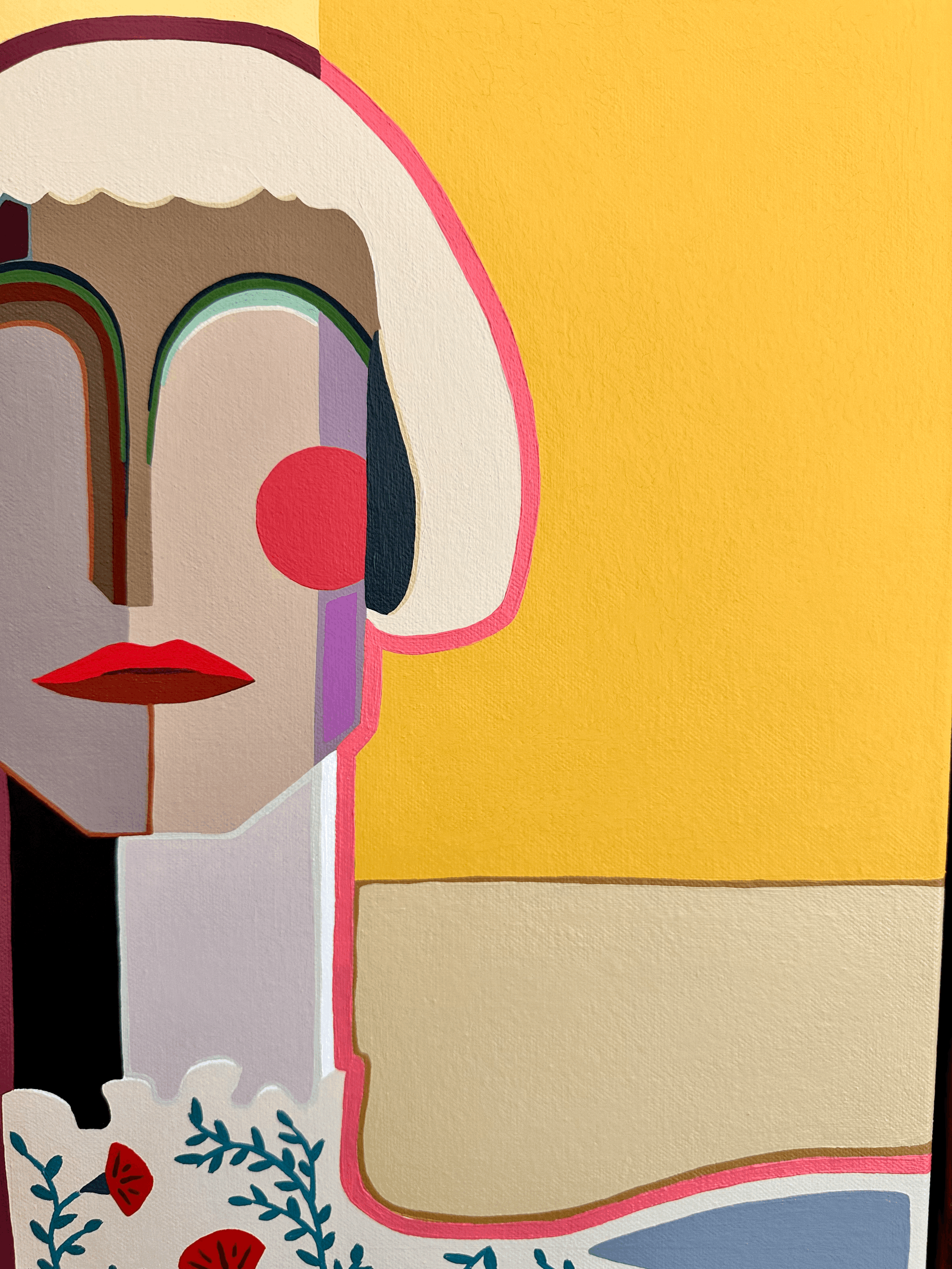 Bold contemporary portrait artwork, nostalgic feminine narrative, premium Australian art for collectors and designer spaces